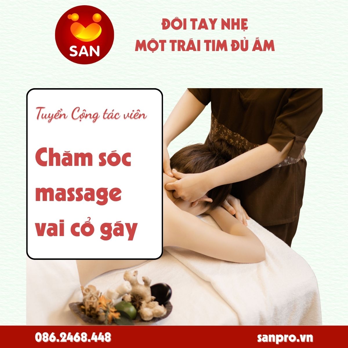 SAN tuyển dụng kỹ thuật viên và cộng tác viên chăm sóc massage vai cổ gáy tại Thành phố Hồ Chí Minh