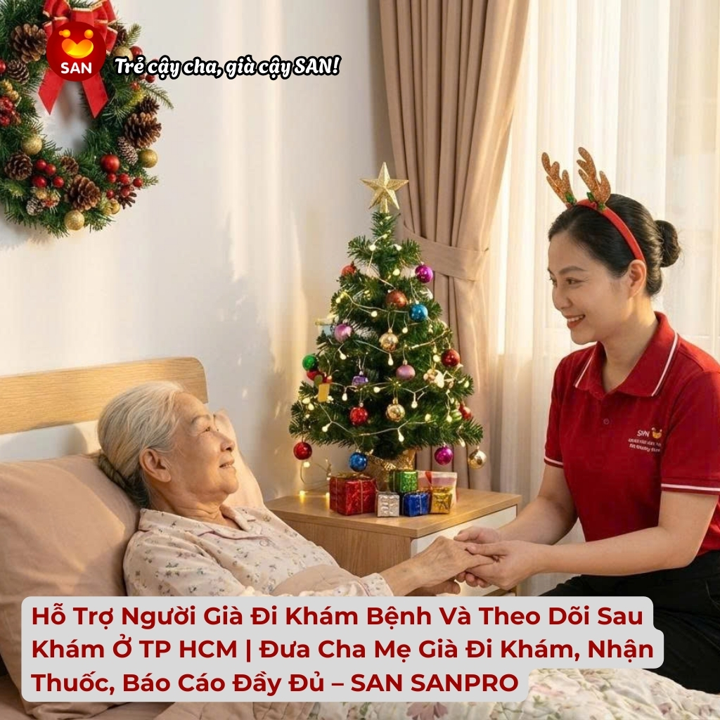 Hỗ trợ người già đi khám bệnh