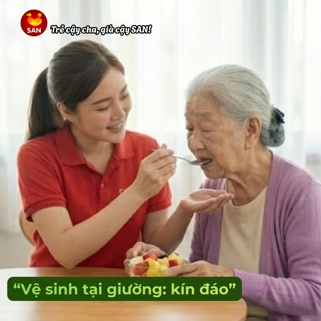 Vệ sinh tại giường cho người già