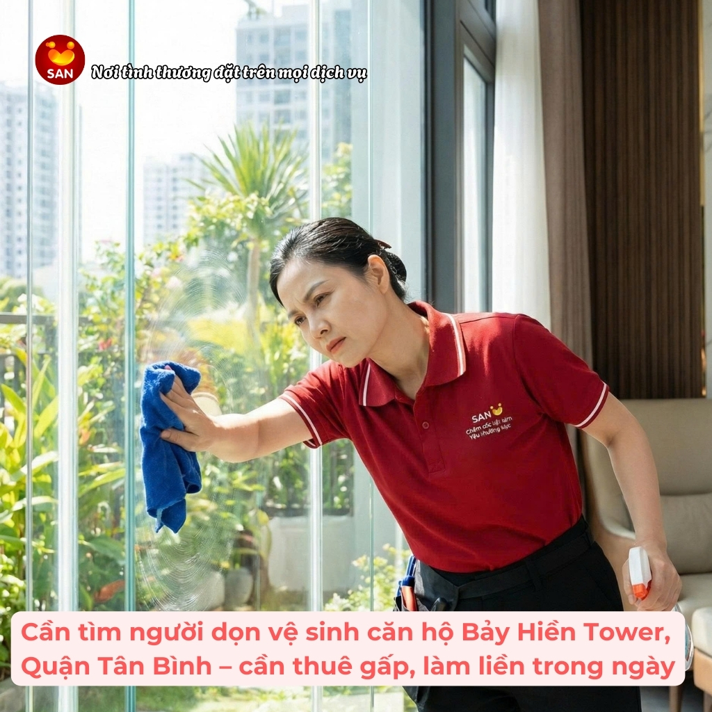 người dọn vệ sinh căn hộ Bảy Hiền Tower