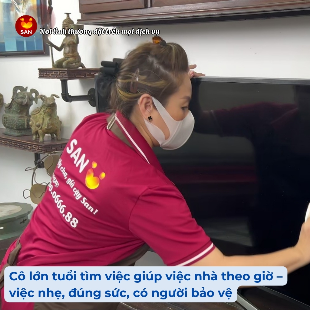 việc giúp việc nhà theo giờ cho cô lớn tuổi