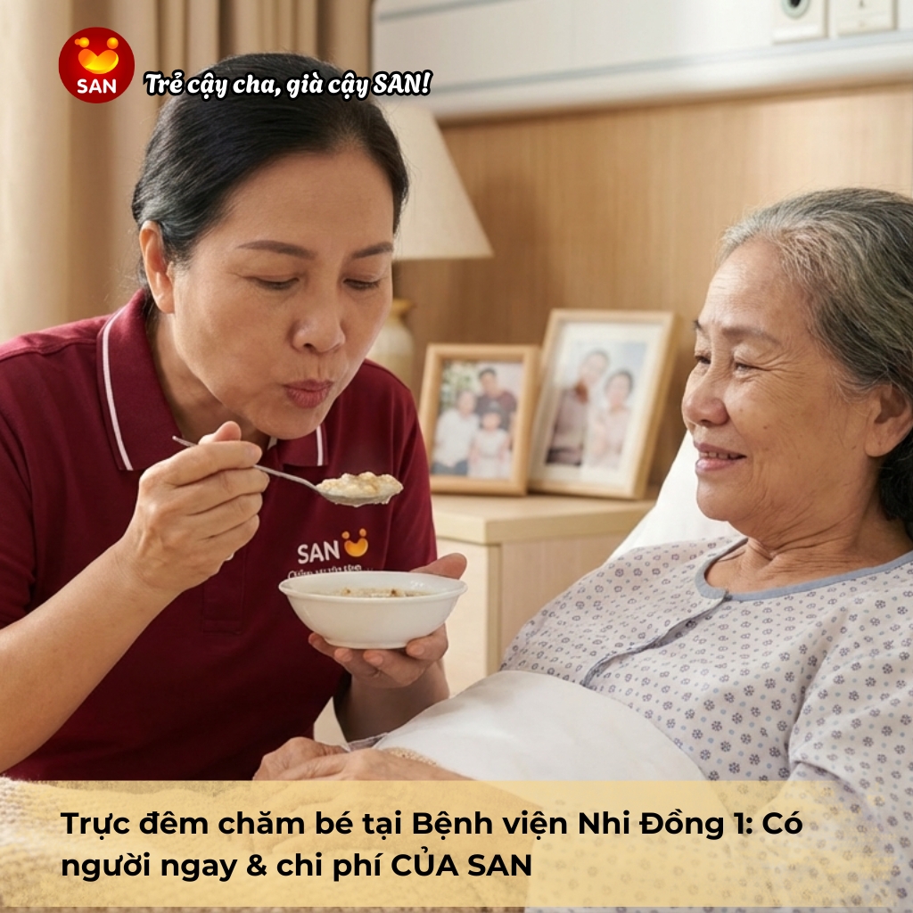 trực đêm chăm bé tại Bệnh viện Nhi Đồng 1