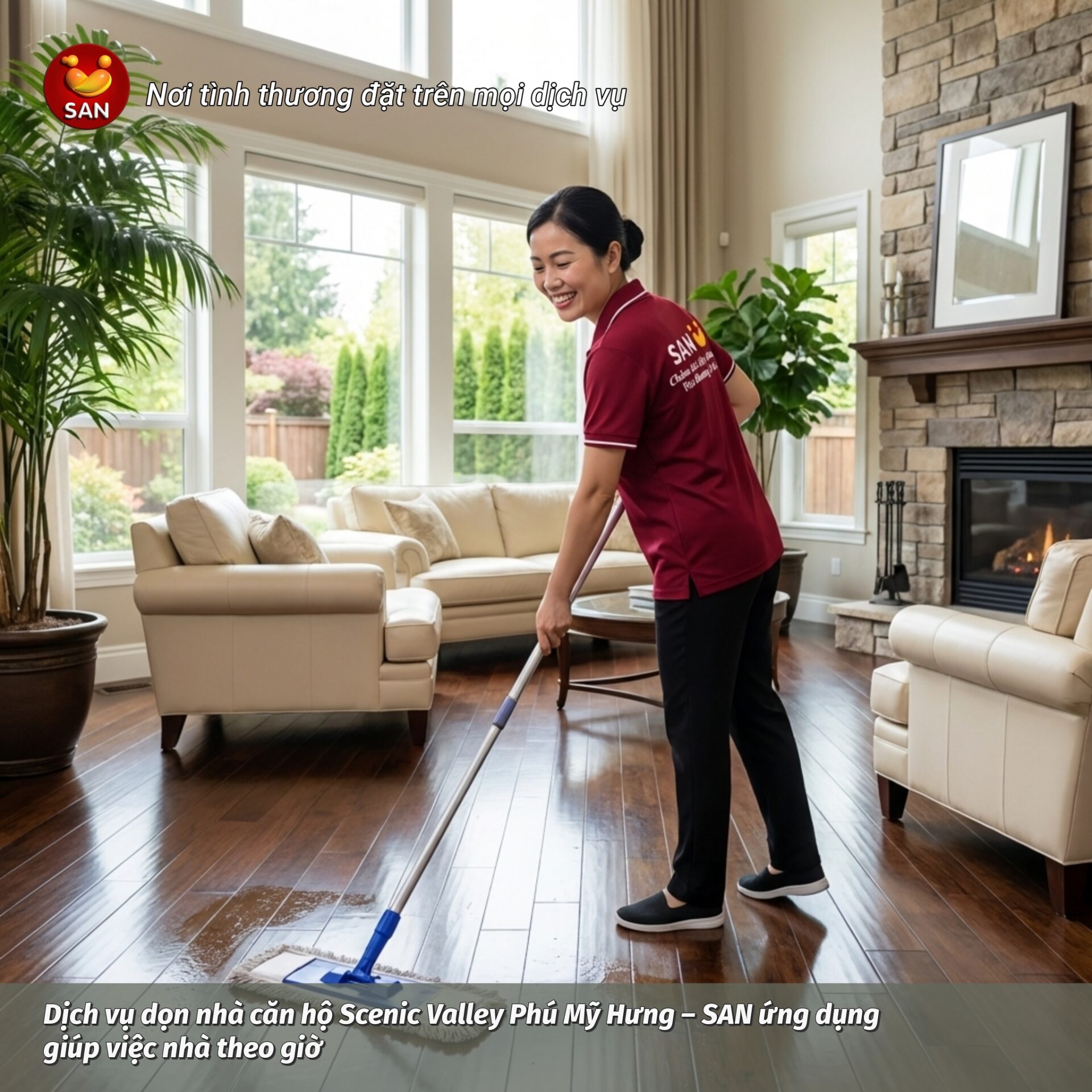 Apartment cleaning service in Scenic Valley, Phu My Hung.