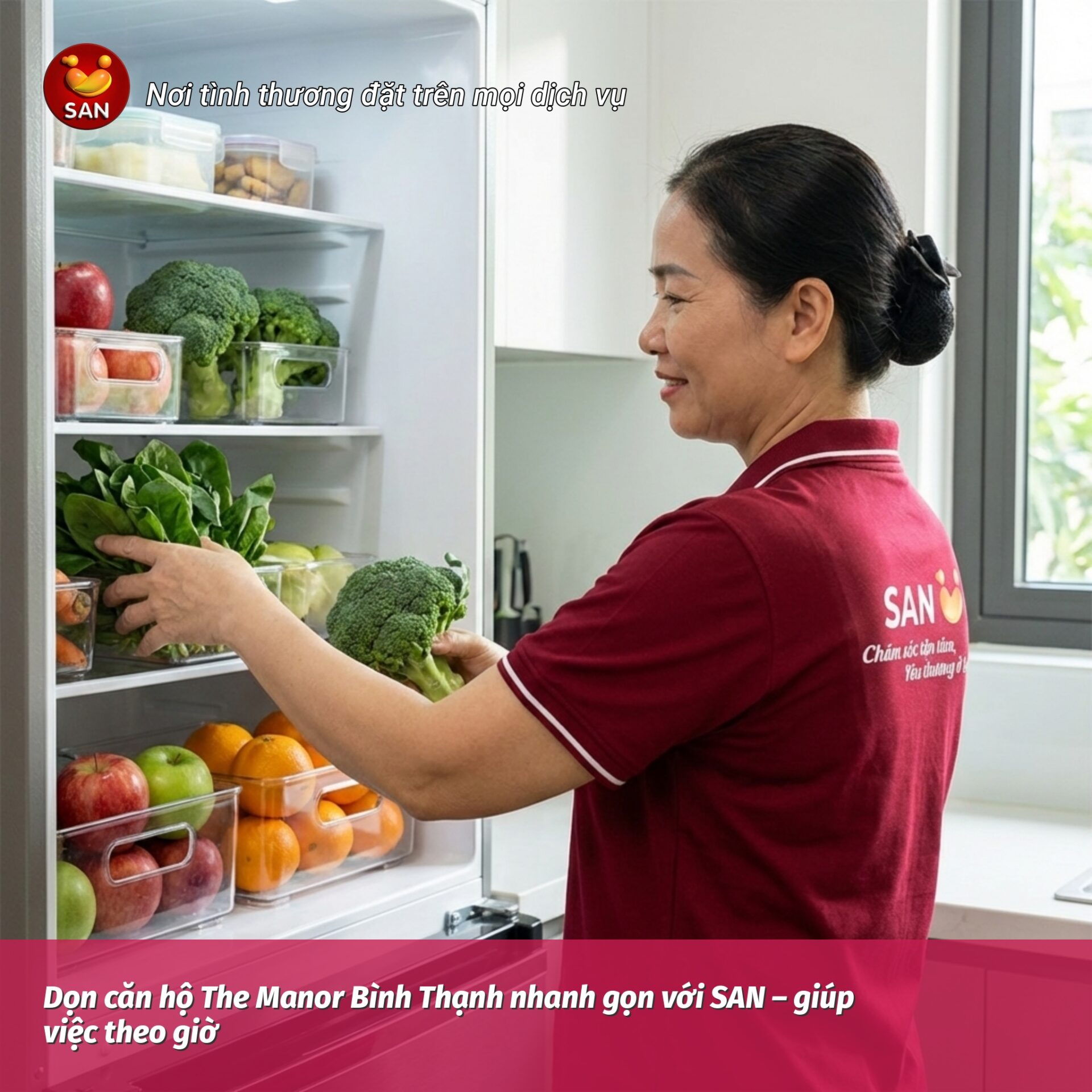 Cleaning the apartment at The Manor Binh Thanh.