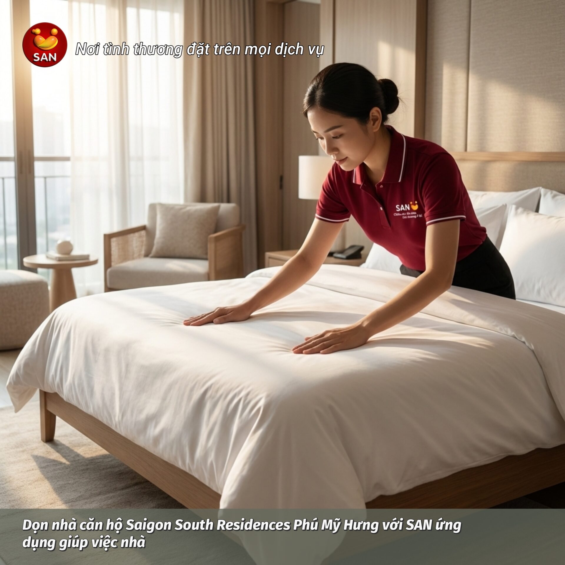 Dọn nhà căn hộ Saigon South Residences Phú Mỹ Hưng với SAN ứng dụng giúp việc nhà