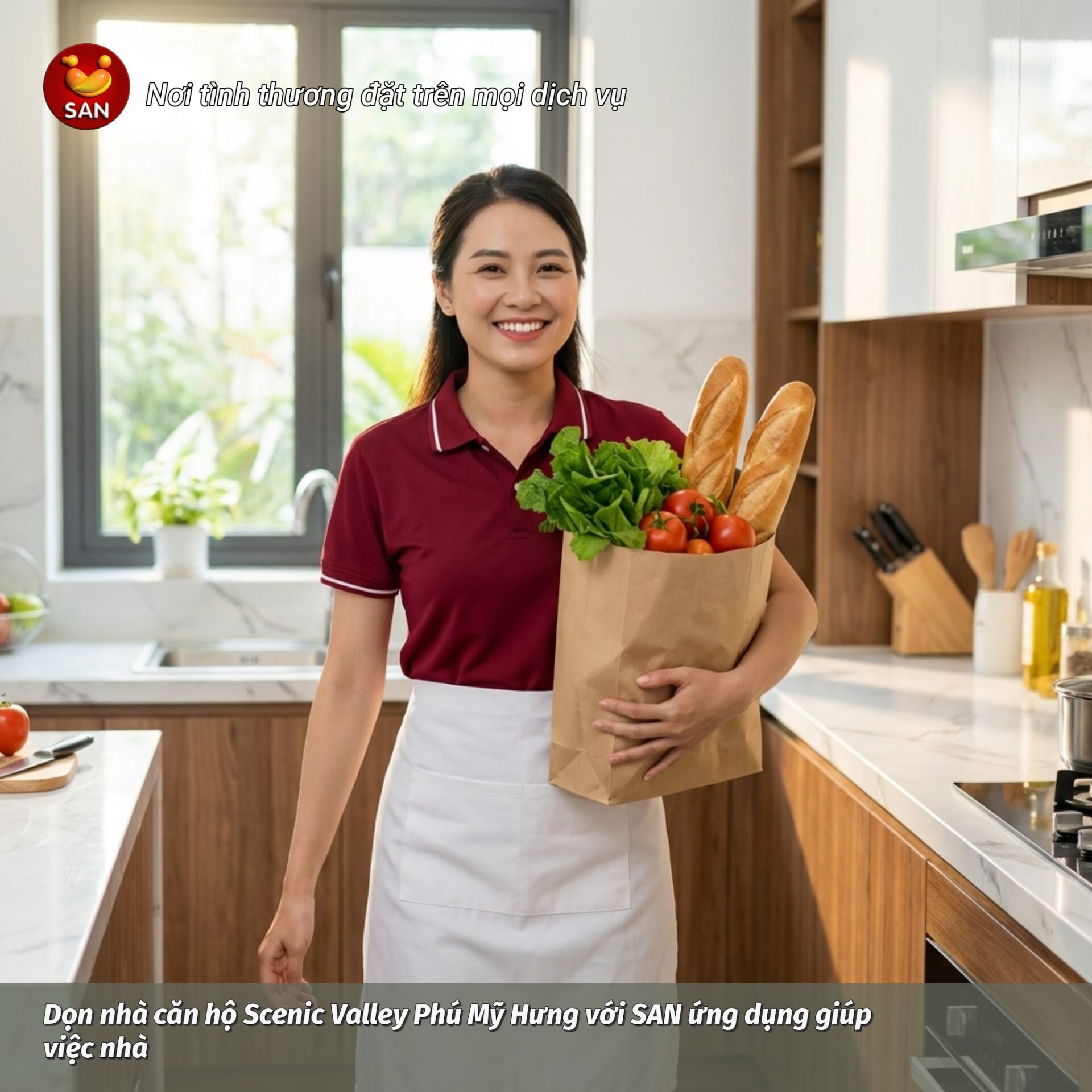 Cleaning your Scenic Valley apartment in Phu My Hung with SAN, a home cleaning app.