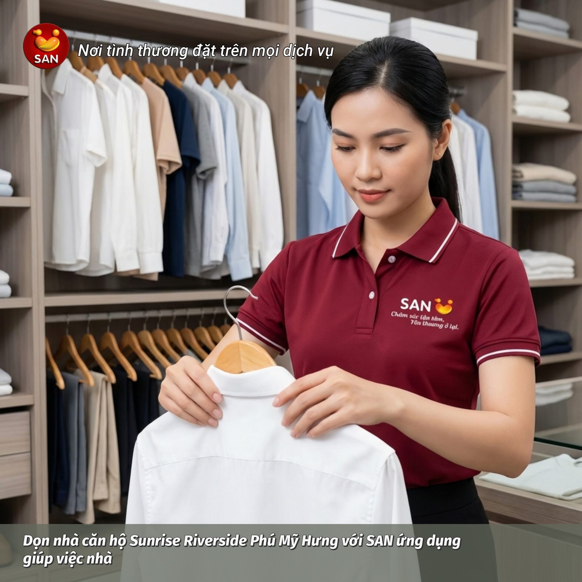 Dọn nhà căn hộ Sunrise Riverside Phú Mỹ Hưng với SAN ứng dụng giúp việc nhà