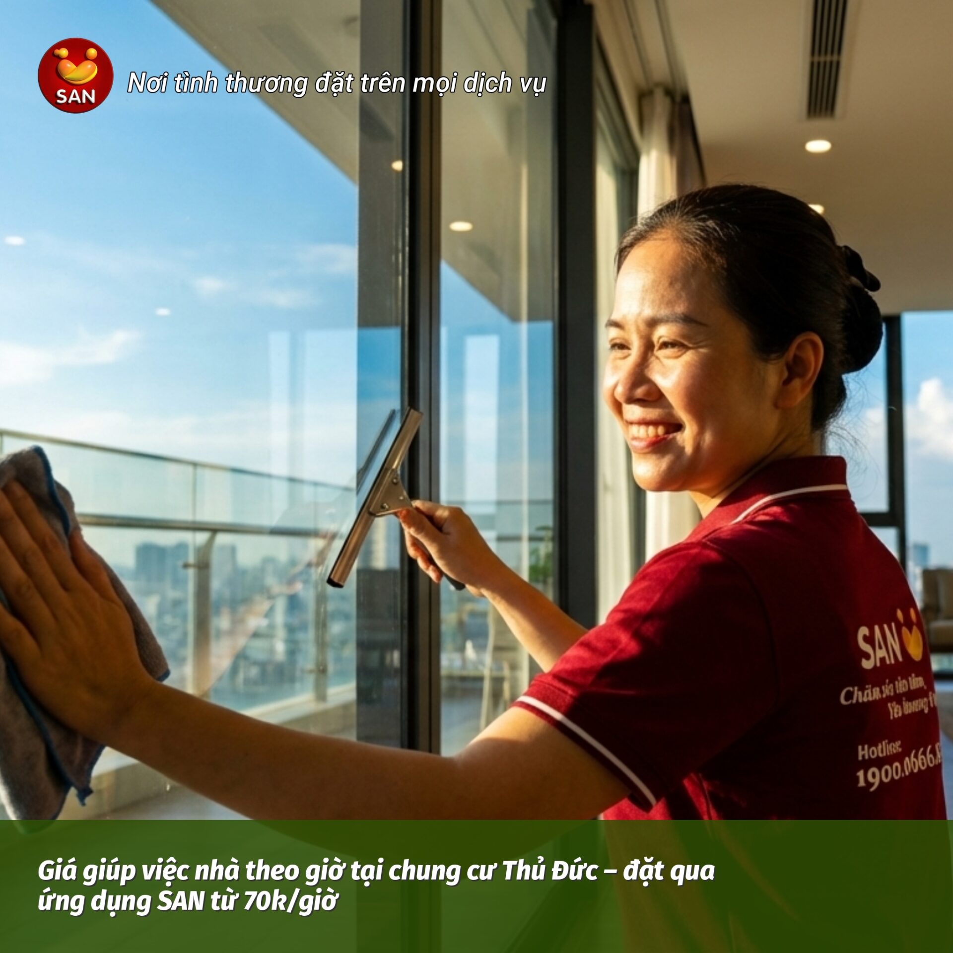 Giá giúp việc nhà theo giờ tại chung cư Thủ Đức – đặt qua ứng dụng SAN từ 70k/giờ