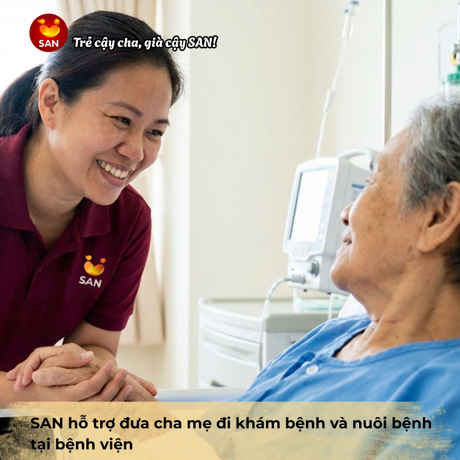 đưa cha mẹ đi khám bệnh