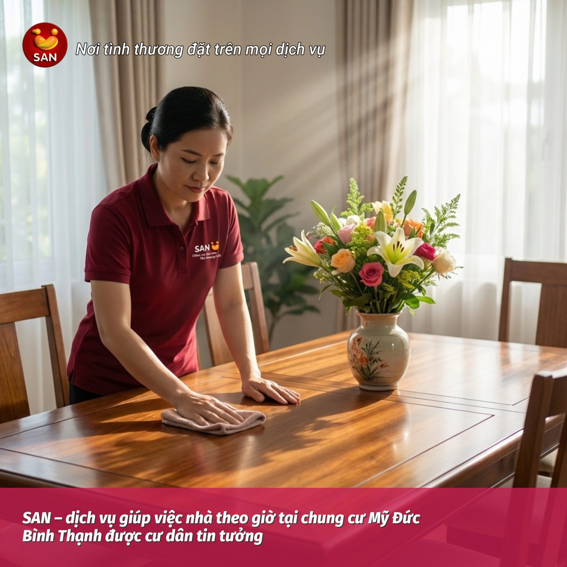 Hourly housekeeping services at My Duc Apartment in Binh Thanh District are trusted by residents.