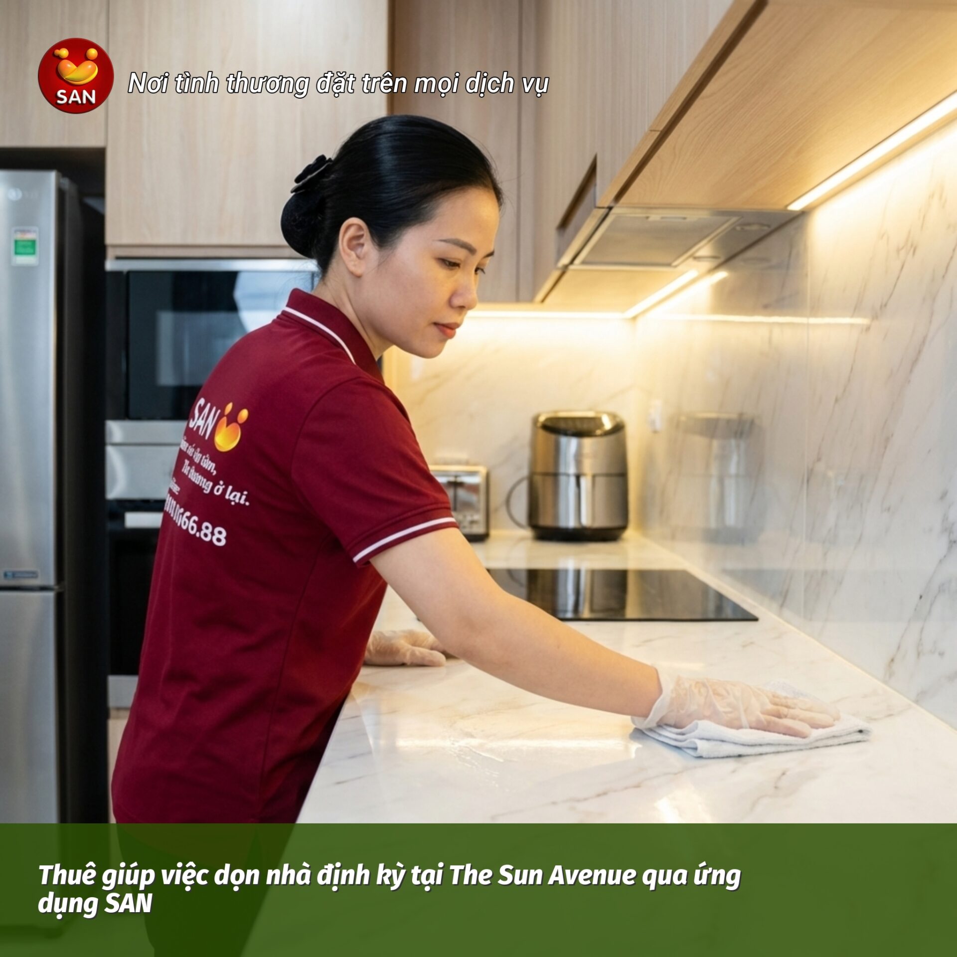 thuê giúp việc dọn nhà định kỳ tại The Sun Avenue