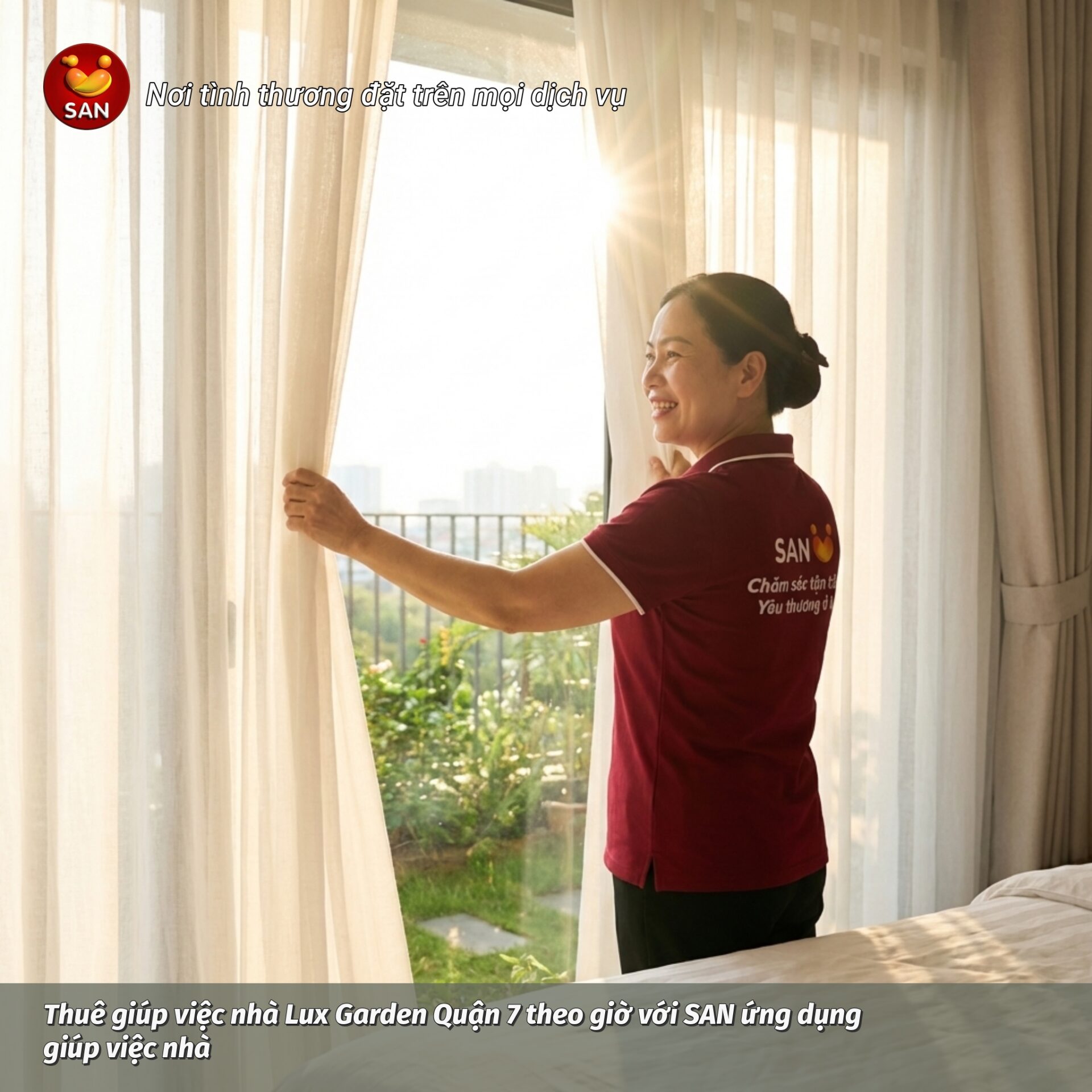 Thuê giúp việc nhà Lux Garden Quận 7 theo giờ với SAN ứng dụng giúp việc nhà
