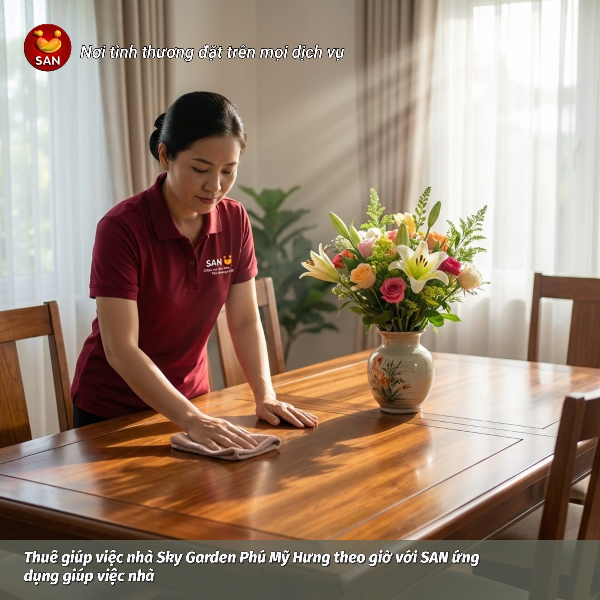 Hire hourly housekeepers in Sky Garden, Phu My Hung using the SAN app.