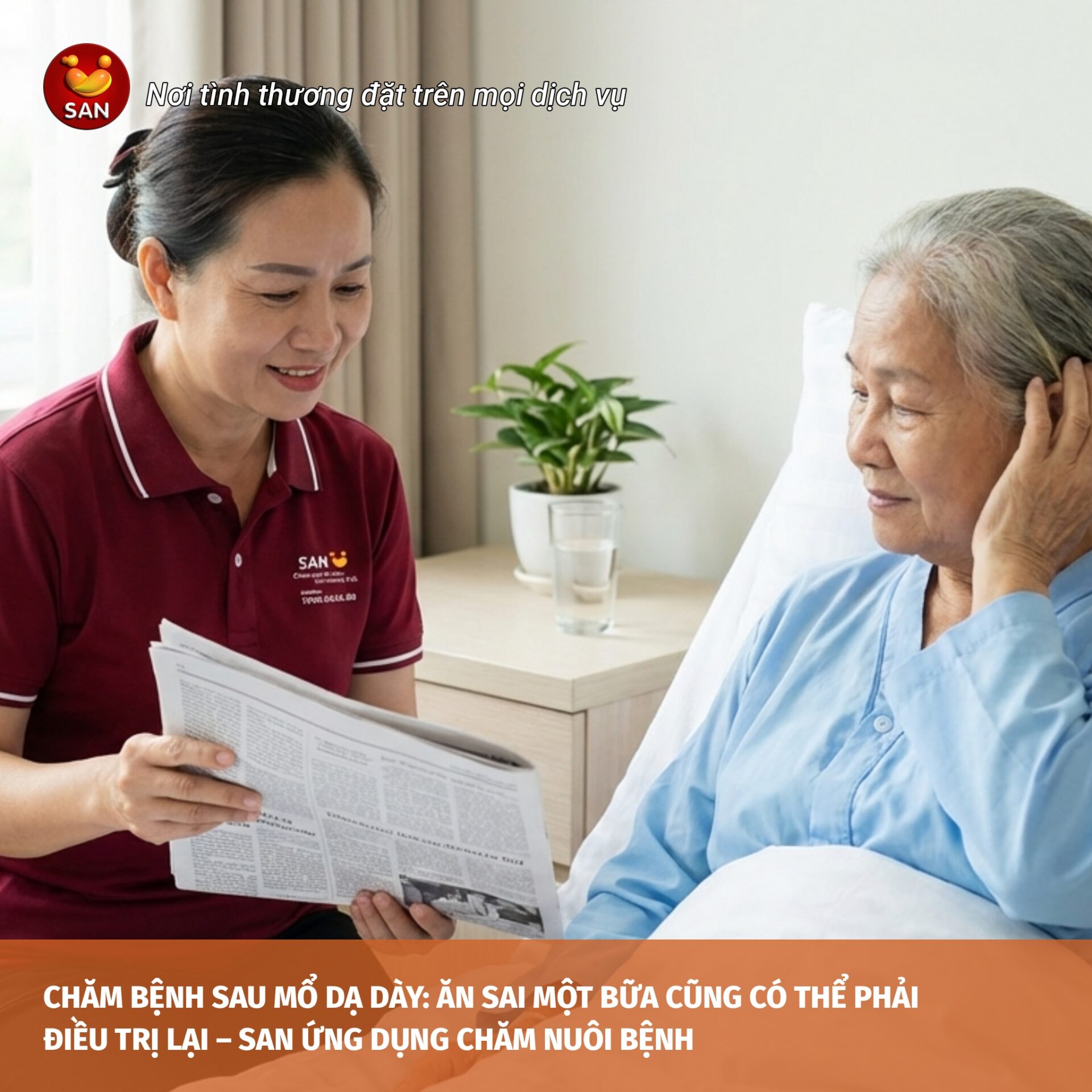 Post-surgery care for patients after stomach surgery.