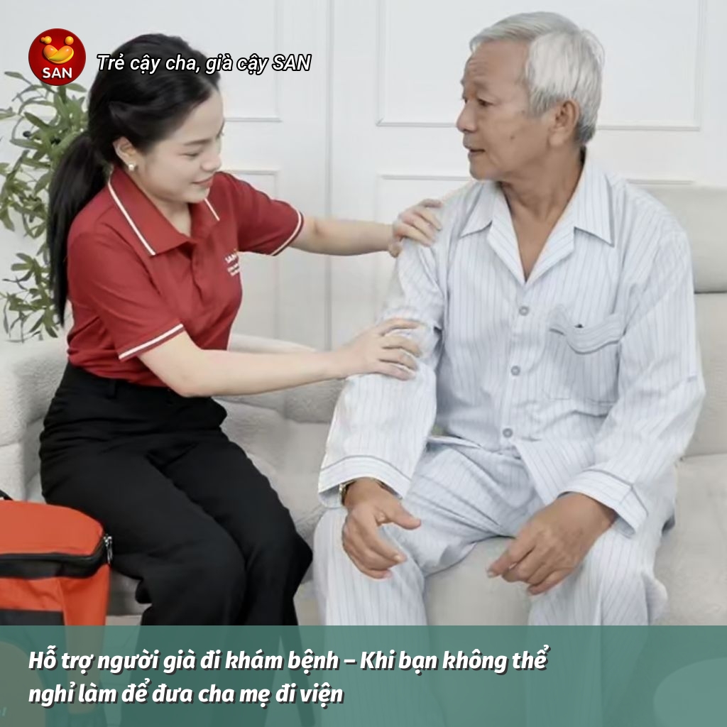 Hỗ trợ người già đi khám bệnh