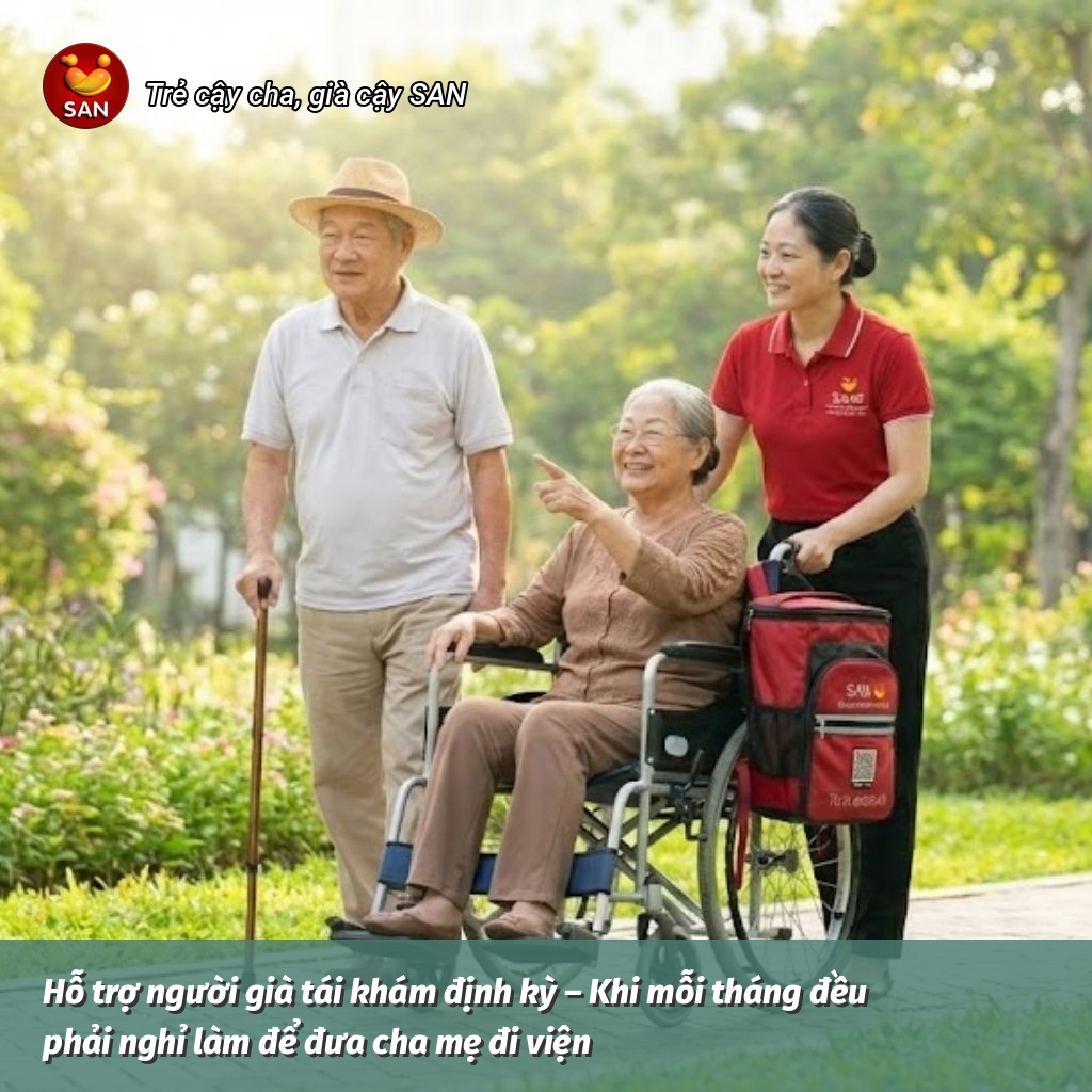 Supporting elderly people with regular follow-up appointments.