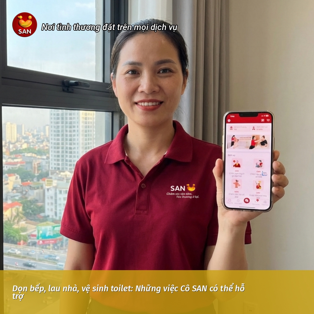 Dọn bếp, lau nhà, vệ sinh toilet