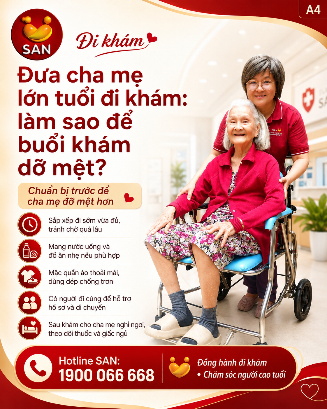 Đưa cha mẹ lớn tuổi đi khám