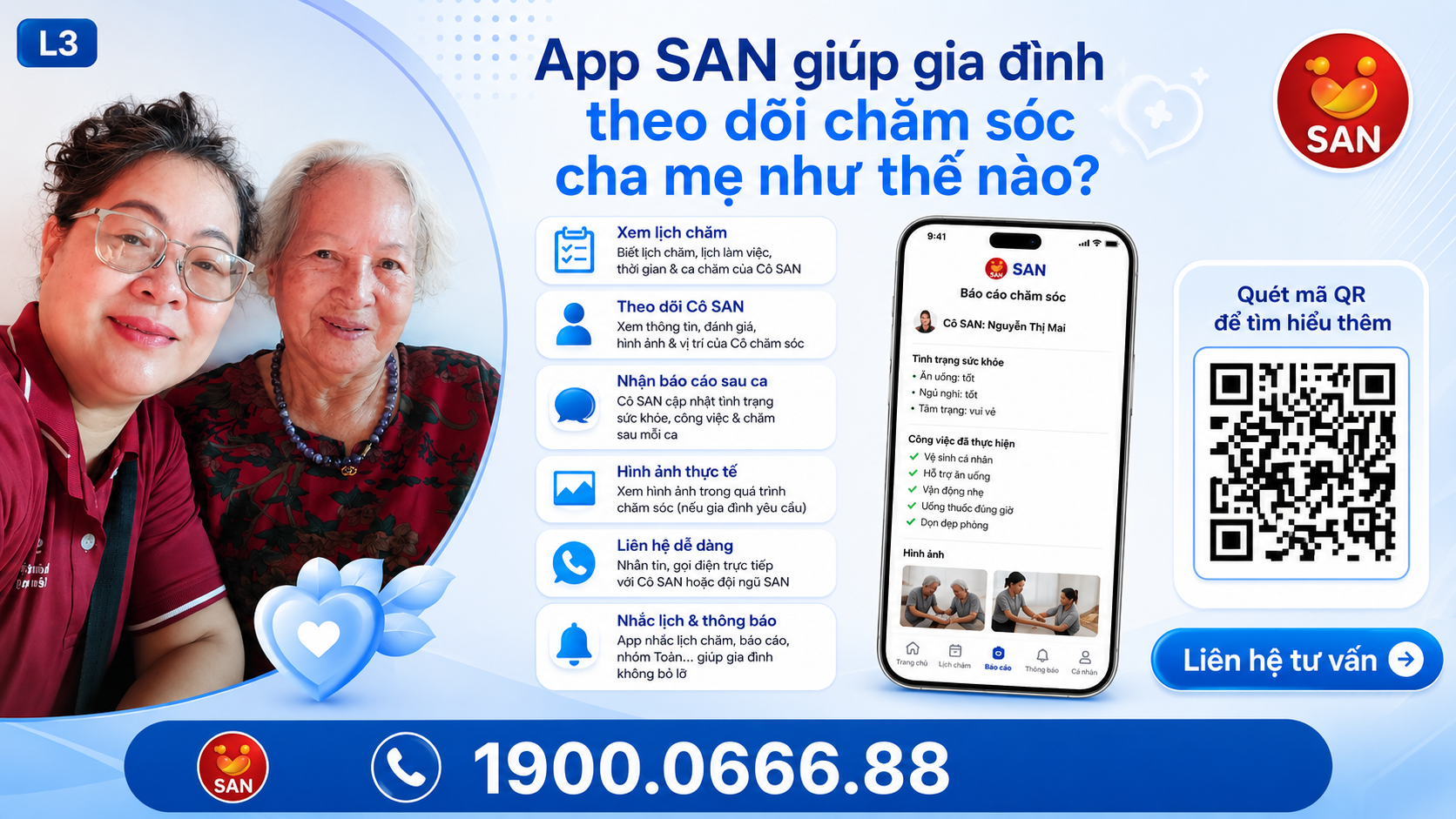 App SAN theo dõi chăm sóc cha mẹ