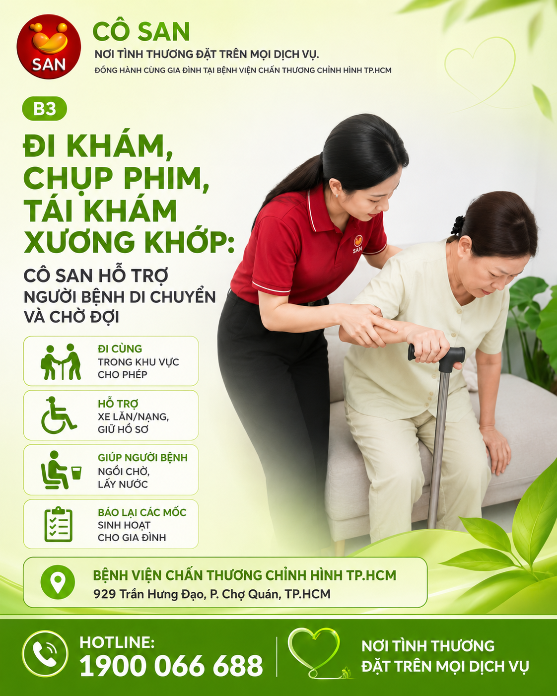 Cô SAN hỗ trợ người bệnh xương khớp
