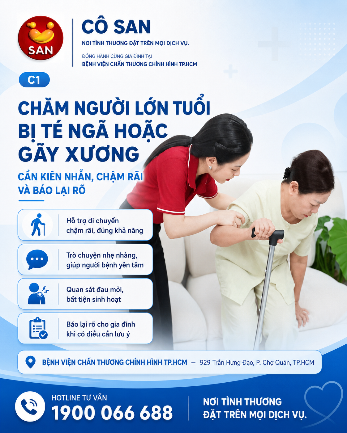 Chăm người lớn tuổi bị té ngã