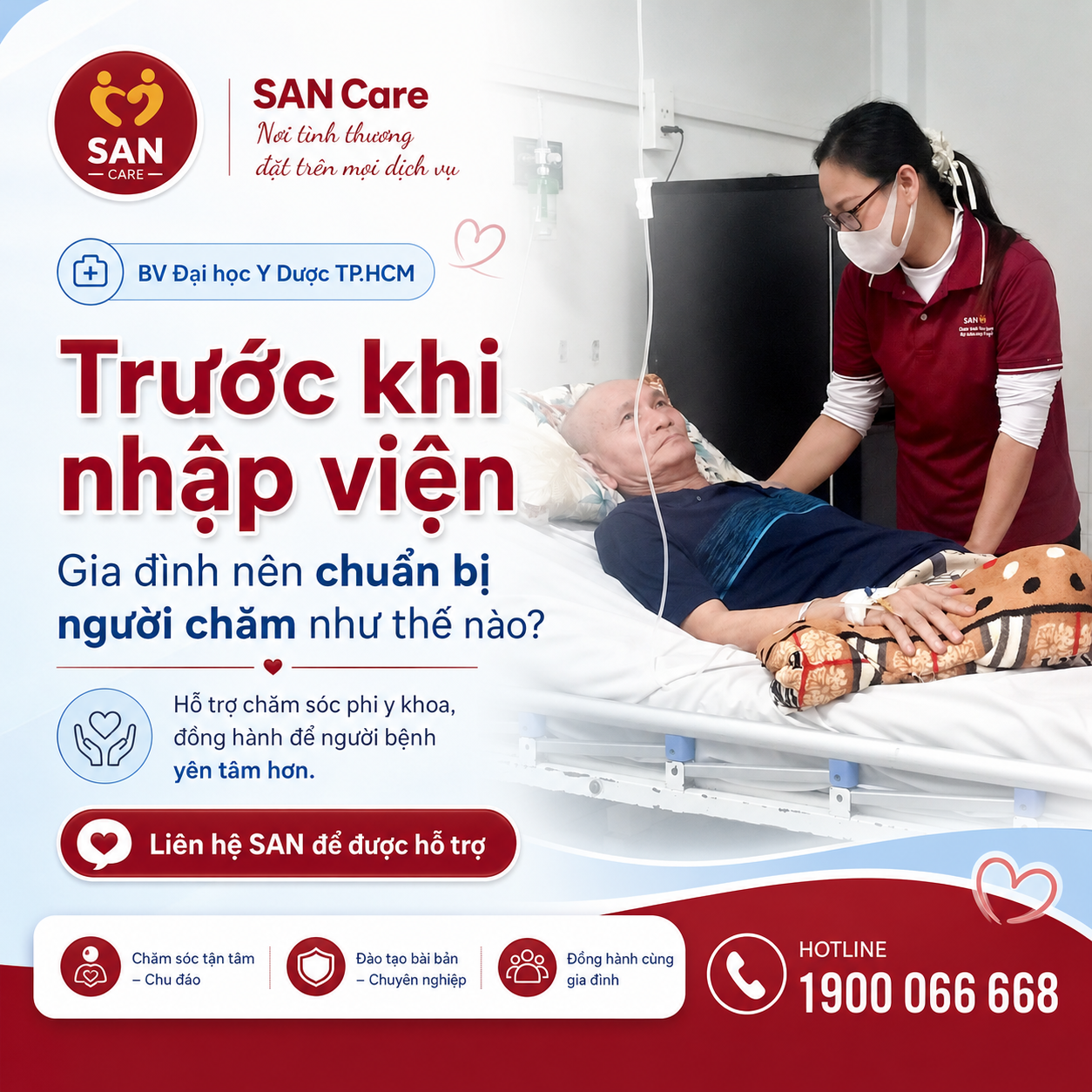 chuẩn bị người chăm nhập viện