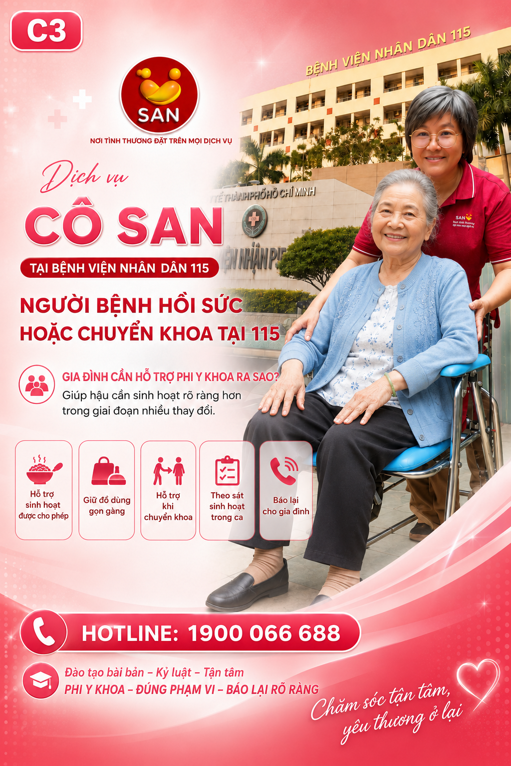 C3. Người bệnh hồi sức hoặc chuyển khoa tại 115: gia đình cần hỗ trợ phi y khoa ra sao?
