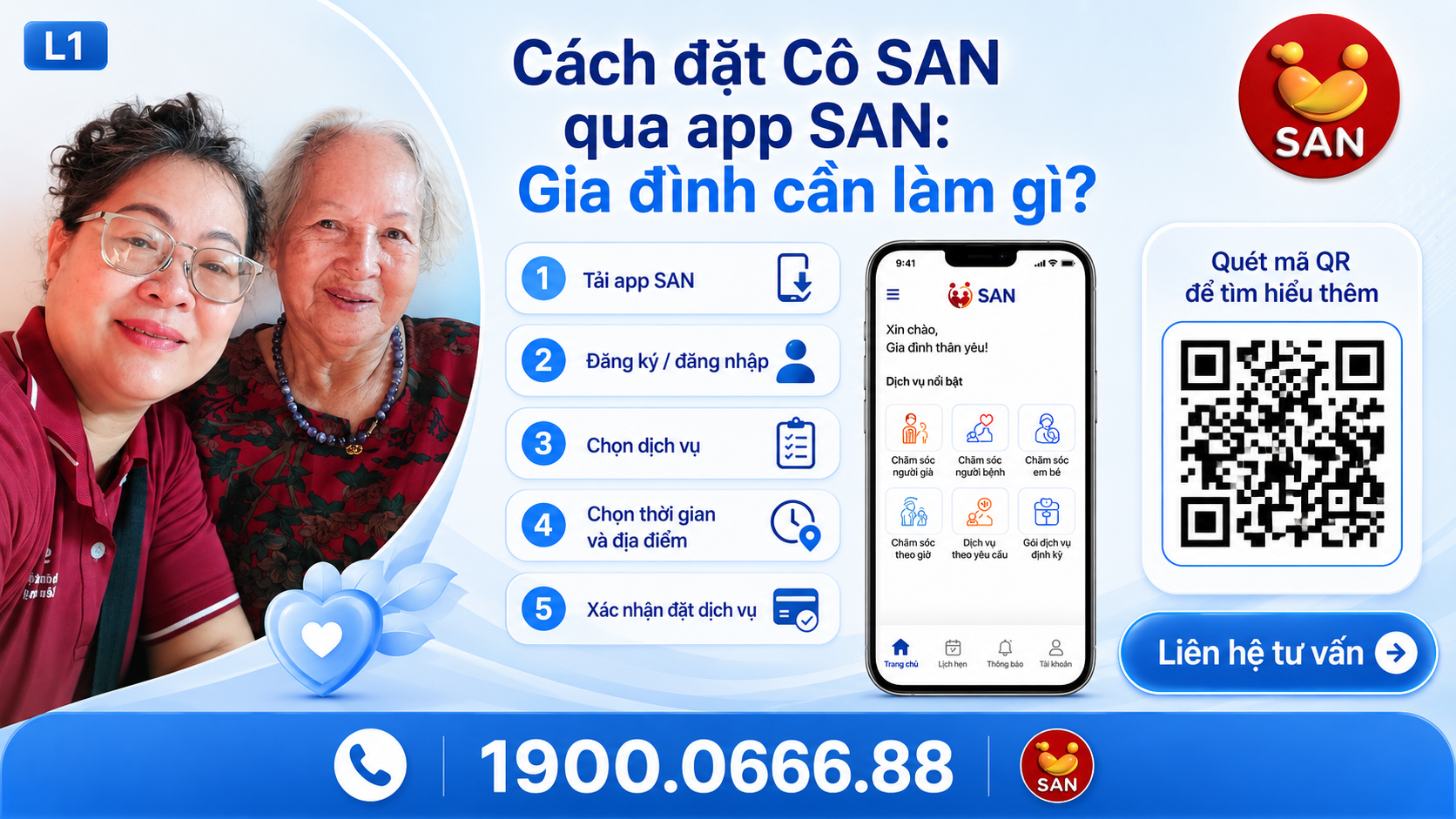 Cách đặt Cô SAN qua app SAN