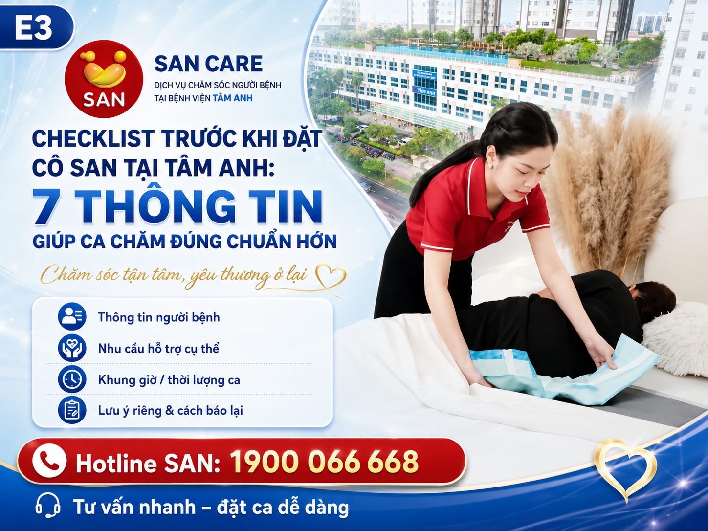 Checklist trước khi đặt Cô SAN tại Tâm Anh
