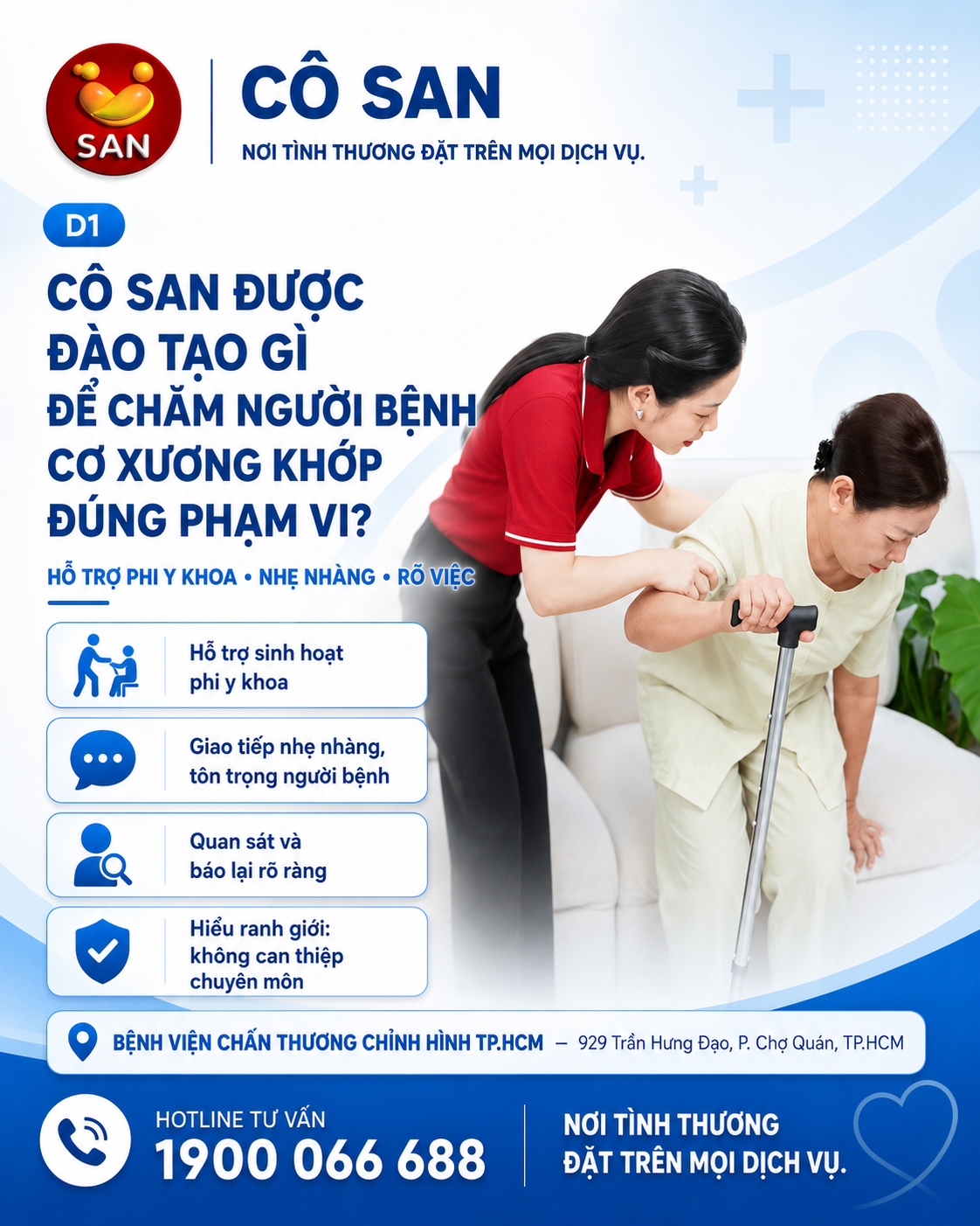 Cô SAN chăm người bệnh cơ xương khớp