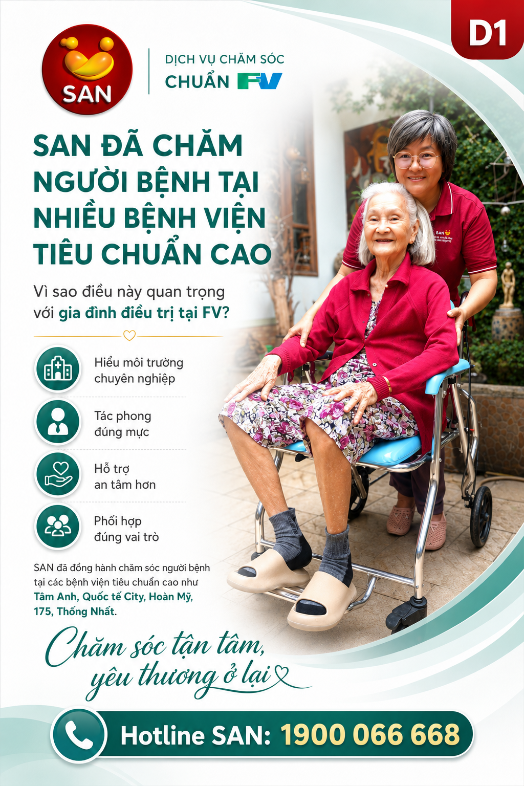 SAN chăm người bệnh bệnh viện tiêu chuẩn cao