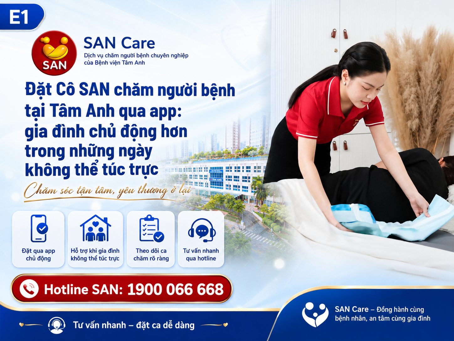 Đặt Cô SAN chăm người bệnh tại Tâm Anh