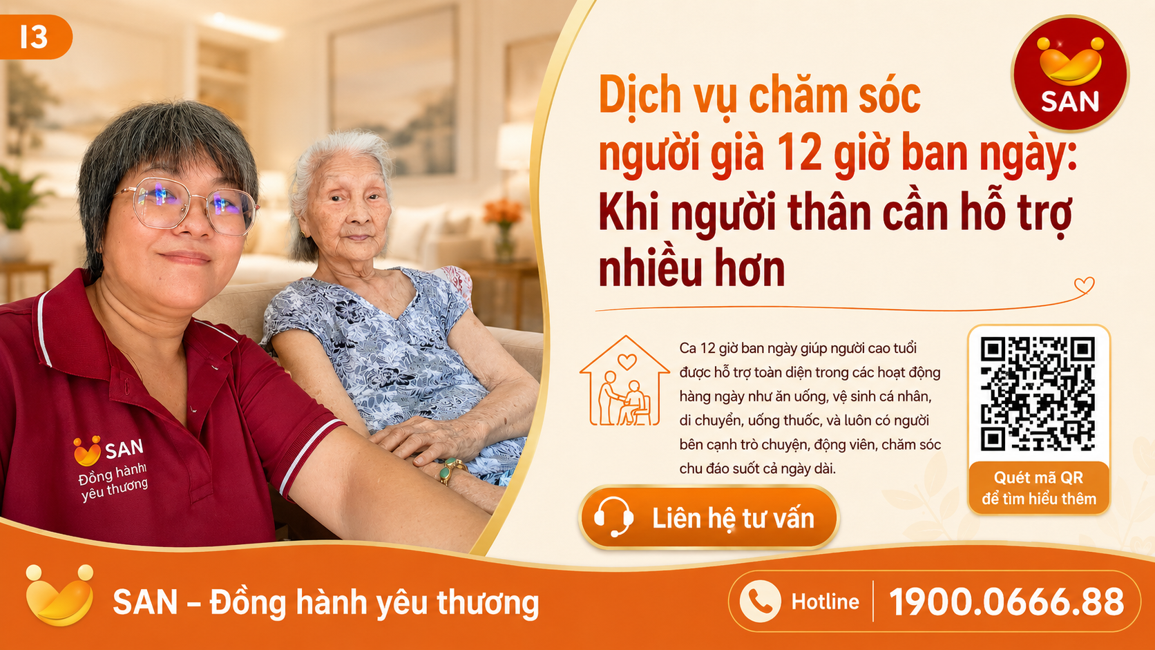 Dịch vụ chăm sóc người già 12 giờ ban ngày