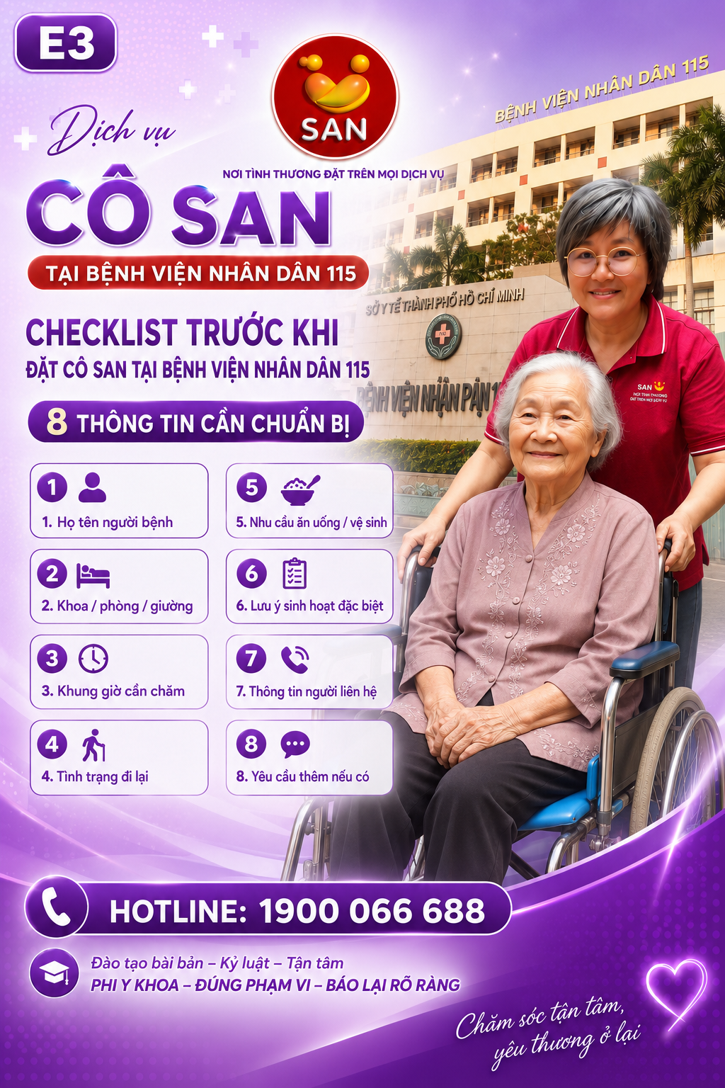 Checklist đặt Cô SAN 115