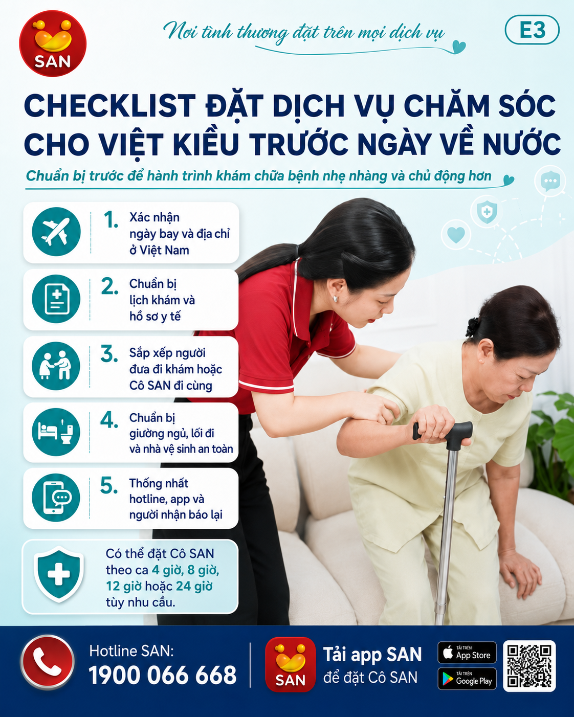Checklist đặt dịch vụ chăm sóc cho Việt kiều
