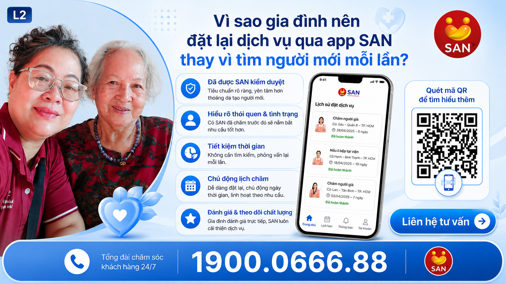 đặt lại dịch vụ qua app SAN