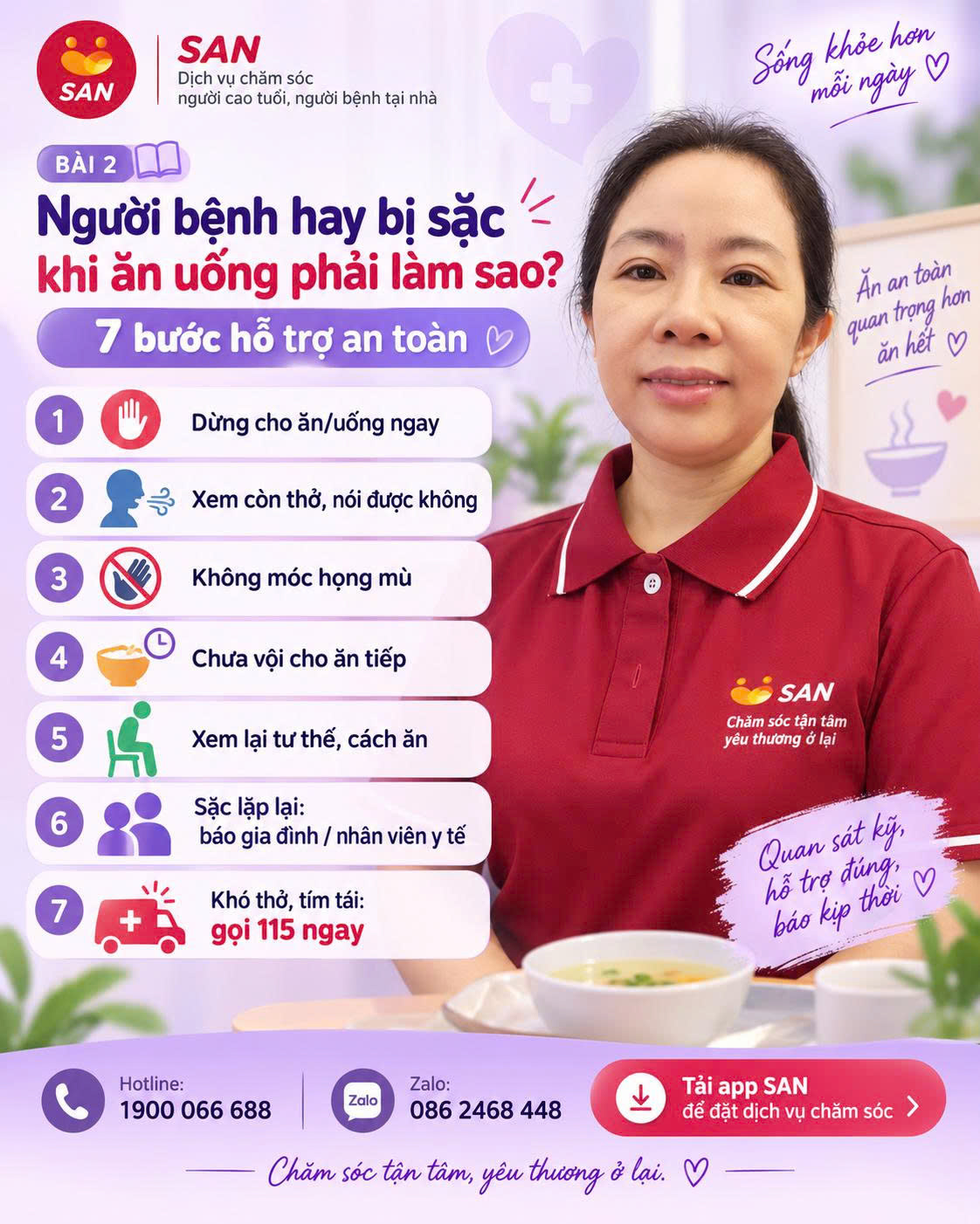 Người bệnh bị sặc khi ăn uống