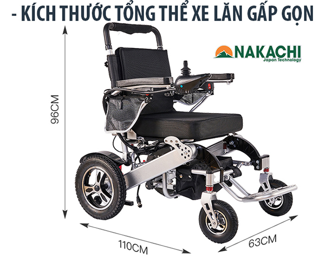 Kích thước tổng thể xe lăn gấp gọn Kích thước tổng thể xe lăn gấp gọn