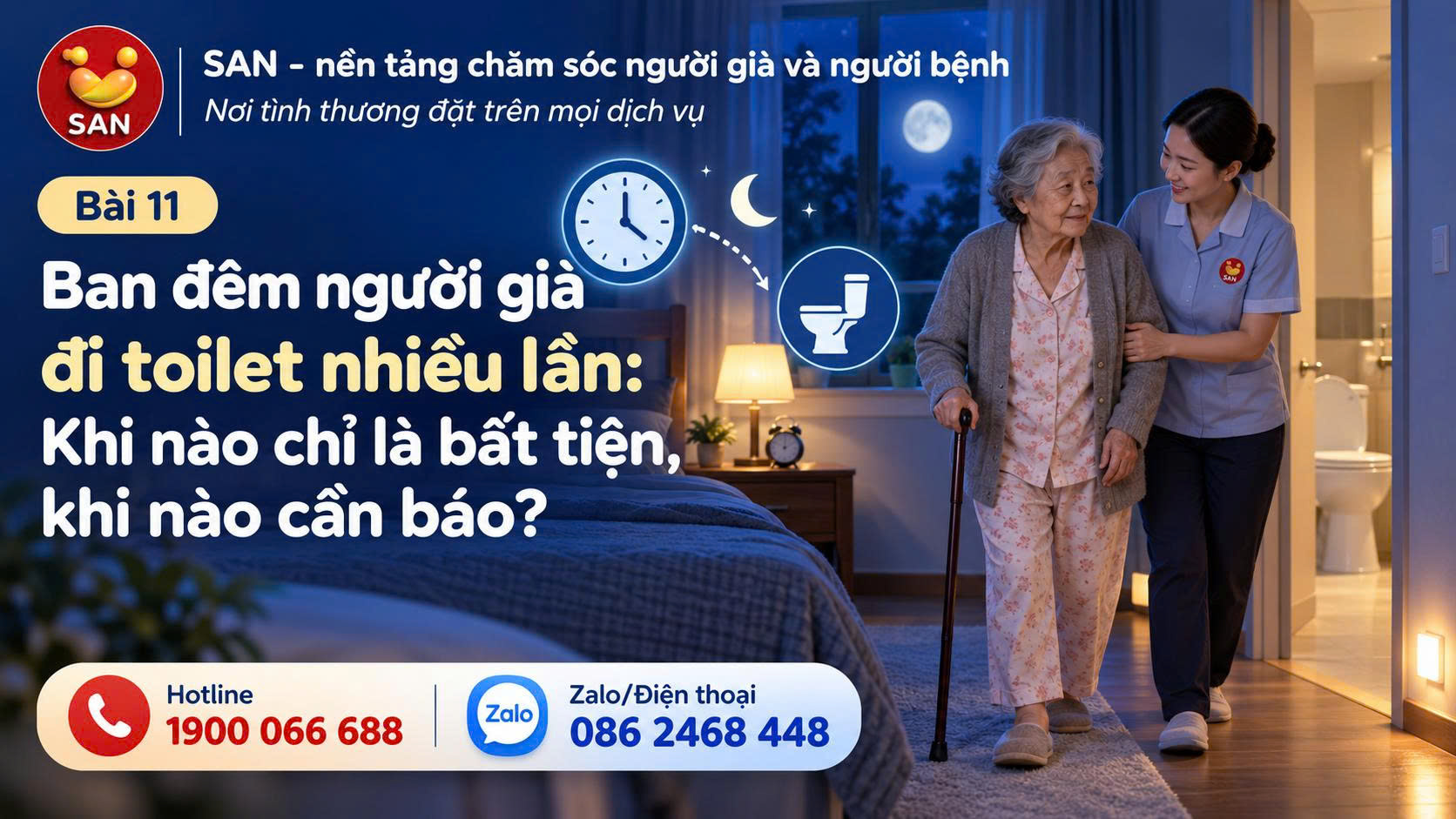 Ban đêm người già đi toilet nhiều lần