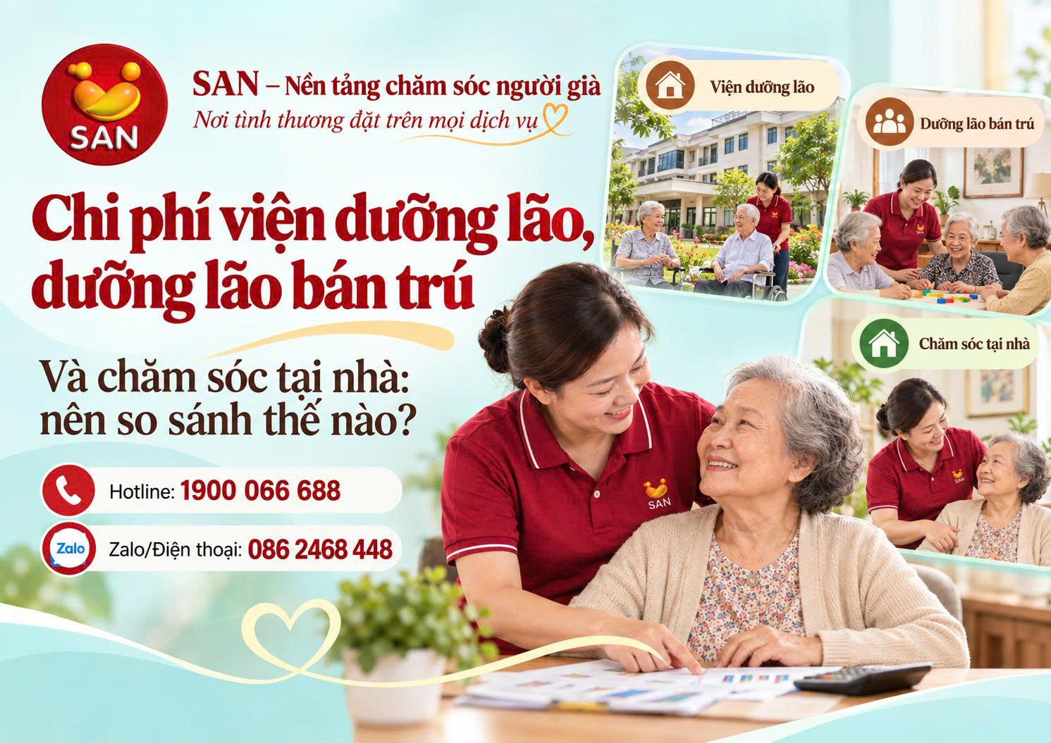 chi phí viện dưỡng lão, dưỡng lão bán trú và chăm sóc tại nhà