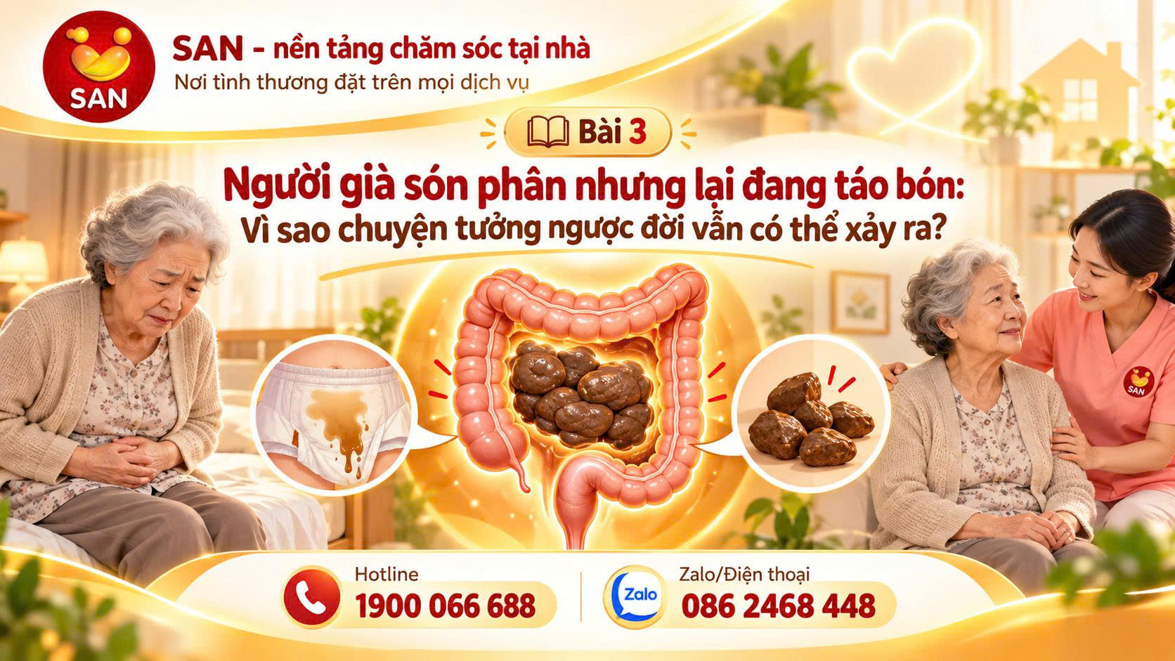 Người già són phân táo bón