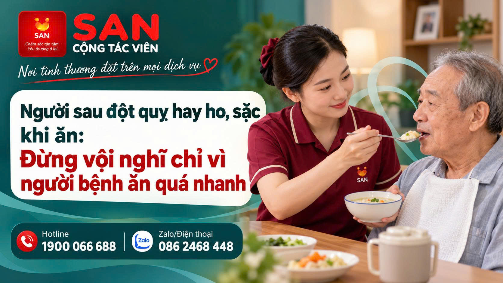 Người sau đột quỵ ho sặc khi ăn